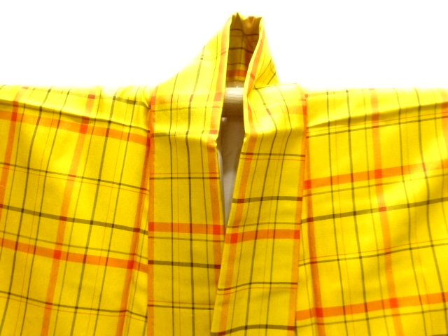  格子織出し米沢紬着物アンサンブル